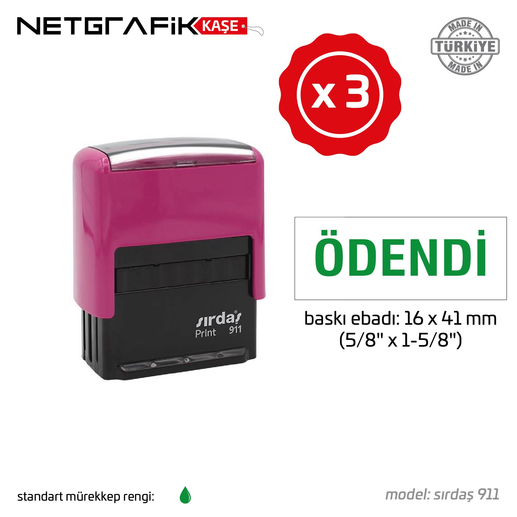 3 Adet ''ÖDENDİ'' Kaşesi