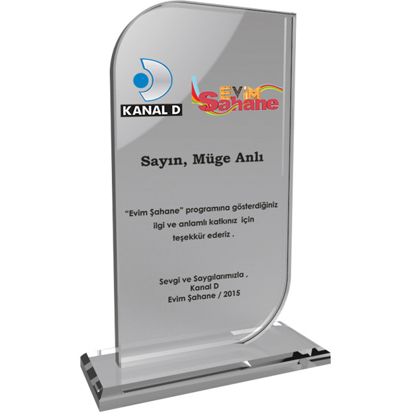 EKT-290-ŞF Kristal Plaket Şeffaf